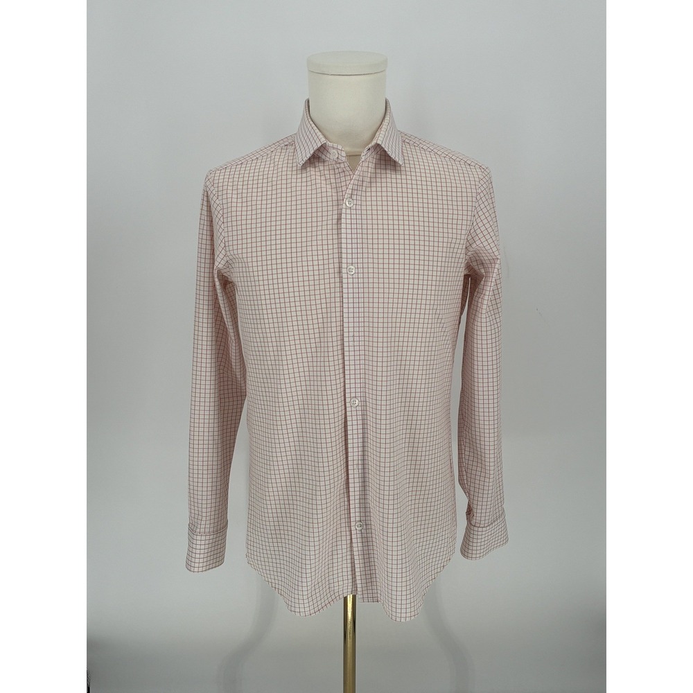 Mizzen+Main Button-Up Shirt Men's M Medium Red Plaid USA Performance Trim Fit